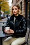 Women Shirt Collar Long Sleeve Faux Leather Biker Jacket Thick Fit Functional Durable Aesthetic - 4