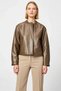 Women's Judge Collar Low Arm Long Sleeve Regular Fit Faux Leather Slim Jacket Functional Comfortable - 5
