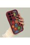Samsung Galaxy S23 Ultra Compatible Burgundy Silicone Case-Vintage Pattern Shockproof - 2