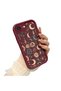 iPhone 16E Compatible Burgundy Silicone Case-Vintage Patterned Shockproof - 3