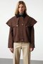 Women's Shirt Collar Low Sleeve Woven Gabardine Oversized Thin Cloak Jacket Coat Functional - 5