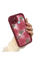 Realme C21Y/C25Y Compatible Rose Butterfly Patterned Burgundy Silicone Shockproof Case - 3