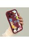 iPhone 16 Pro Compatible Flexible Silicone Protection Burgundy Color Cartoon Case