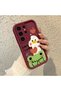 Samsung Galaxy S24 Ultra Compatible Flexible Silicone Protection Burgundy Color Cartoon Case