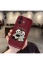 iPhone 16 Compatible Flexible Silicone Protection Burgundy Color Panda Case