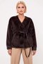 Women's V-Neck Standard Sleeve Oversized Mold Faux Fur Coat Functional Durable Quality Stylish - 5