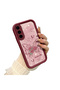Samsung Galaxy A36 Compatible Rose Butterfly Patterned Burgundy Silicone Shockproof Case - 3
