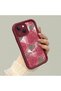iPhone 15 Compatible Rose Butterfly Patterned Burgundy Silicone Shockproof Case - 3
