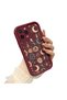 iPhone 16 Pro Max Compatible Burgundy Silicone Case-Vintage Patterned Shockproof - 3