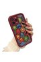 iPhone 14 Pro Max Compatible Burgundy Silicone Case-Vintage Pattern Shockproof - 3