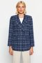 Women's Tweed Jacket Collar Long Sleeve Standard Fit Plaid Pattern Functional Durable Aesthetic - 5