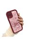 Samsung Galaxy M12/A12 Compatible Rose Butterfly Patterned Burgundy Silicone Shockproof Case - 3