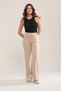 Women's Stone Wide Leg Modal Fabric Leggings Pants Soft Texture Stylish Stretch Fabric Front Ruched - 3