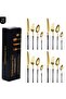 Durable Black Premium Stainless Steel 16-Piece Cutlery Set – Tableware Set for 4 People
