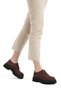 Dark Brown Color Suede Lace-Up Ultra Light Oxford Women's Shoes Loetse - 2