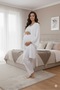 Women's Jacquard Flounce Sleeve Special Design Maternity Pajama Set with 3-Piece Pajama Set - 3