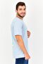 Men Crew Neck Short Sleeve Brand Logo T-Shirt, Light Blue - 3