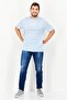 Men Crew Neck Short Sleeve Brand Logo T-Shirt, Light Blue - 2