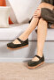 Ottawa Genuine Leather Cork Sole Orthopedic Women's High Eva Ballerinas - 5