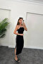 Black Special Series Ottoman Fabric Ribbed Rope Strap Maxi Dress - 3