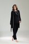 Black Piped Adjustable Waist Maternity Pajamas Dressing Gown Set