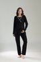 Black Piped Adjustable Waist Maternity Pajamas Dressing Gown Set - 5