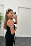 Black Special Series Ottoman Fabric Ribbed Rope Strap Maxi Dress - 4