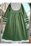 Green Flannel Fabric 100% Cotton Organic Mother Child Combination Dress - 5