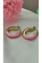 Steel Vip Earrings - 316L Steel Pink Enamel Hoop Model Tarnish-Free Colorfast 2cm Steel Earrings - 4