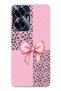 Realme C55 Compatible Pink Leopard Pattern and Ribbon Printed Silicone Case