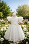 Girl's White Lace Stone-Embellished Fluffy Evening Dress |   Graduation - Wedding - Special Occasion Dress |   Toka Gift (5–11 Years) - 4