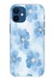 حافظة سيليكون متوافقة مع هاتف iPhone 12 Mini Blue Flowers مطبوع