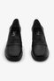 Black Genuine Leather Thick Heeled Women's Loafer Shoes - 7