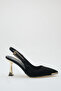 Backless custom-designed heeled elegant women's stiletto with side godet buckle - 3