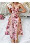 Nightgown with Floral Pattern, Pink, Long, Showy, Luxurious