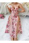 Nightgown with Floral Pattern, Pink, Long, Showy, Luxurious - 4