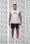 Gym Bulls Printed Black Sleeveless 100% Cotton T-Shirt and Piped Jersey Fabric Sports Shorts Combination Set - 2