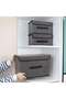 Pack Of 4 Foldable Storage Box With Lid Grey 36x23x24cm - 4