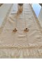 Handcrafted 3D Rose and Antique Embroidered Natural Authentic Natural Linen 50X140 cm Vintage Runner - 4