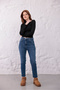 Women's High Waist Skinny Leg Blue Jean Trousers - 2