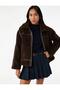 Faux Suede Lined Long Sleeve Pocket Zipper Short Plush Women's Coat Jacket 6Wak20129Ew - 4