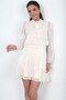 Women's Collar Lace-Up Lined Elastic Waist Chiffon Satin Short Dress - 3