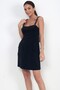 Women's Thin Strap Pocket Stone Detailed Velvet Short Dress - 2
