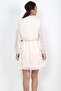Women's Collar Lace-Up Lined Elastic Waist Chiffon Satin Short Dress - 4