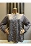 Women's Middle-Aged and Older Printed Patterned Glittery Slit Mother Combed Cotton Blouse