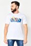 Men Crew Neck Graphic Print Short Sleeve T-Shirt, White