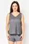 Women 3 Pieces Textured Pajamas Set, Grey - 5