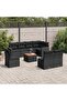 9 Piece Garden Sofa Set with Cushions Black Poly Rattan