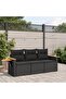 3 Piece Garden Sofa Set with Cushions Black Poly Rattan