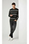 Men's Crew Neck Striped Knitwear Sweater Soft Textured Cotton Fine Weave, Long Sleeve Comfortable - 4